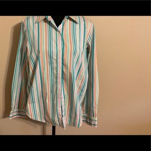 Ralph Lauren Green striped blouse size M